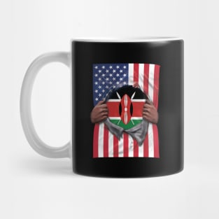 Kenya Flag American Flag Ripped - Gift for Kenyan From Kenya Mug